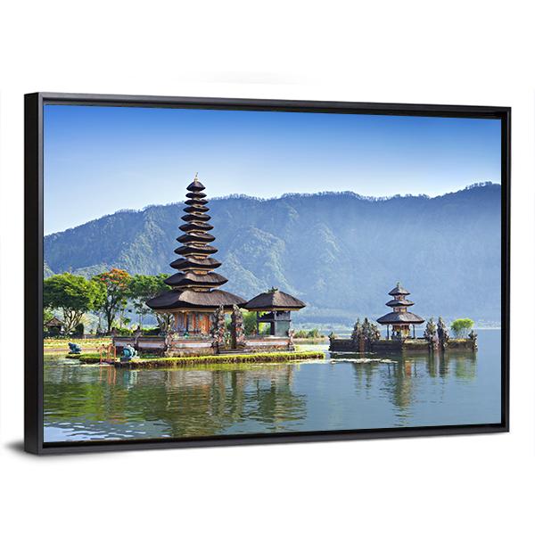 Ulun Danu Temple And Beratan Lake Canvas Wall Art-5 Horizontal-Gallery Wrap-22" x 12"-Tiaracle
