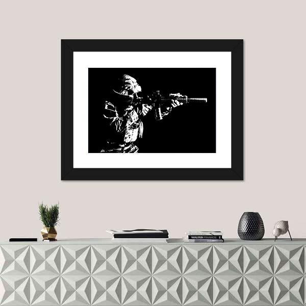 United States Special Force Person Canvas Wall Art-1 Piece-Framed Print-30" x 20"-Tiaracle