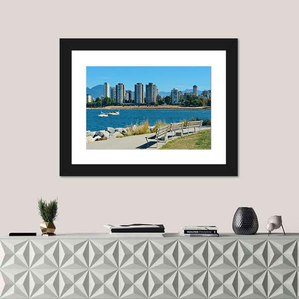 Vancouver City Skyline At Waterfront Canvas Wall Art-1 Piece-Framed Print-30" x 20"-Tiaracle