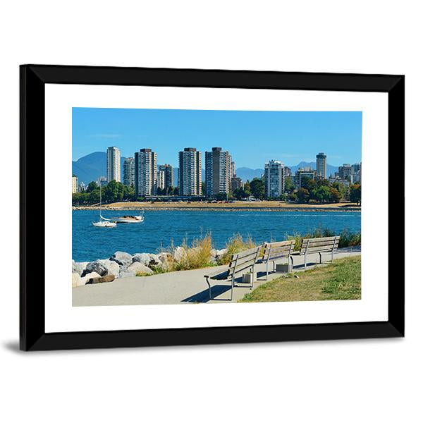 Vancouver City Skyline At Waterfront Canvas Wall Art-5 Horizontal-Gallery Wrap-22" x 12"-Tiaracle
