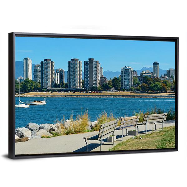 Vancouver City Skyline At Waterfront Canvas Wall Art-5 Horizontal-Gallery Wrap-22" x 12"-Tiaracle