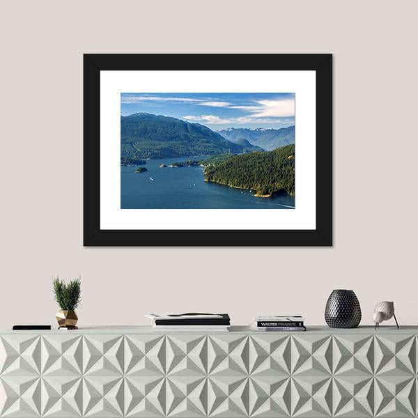 Vancouver Harbor With Mountains Canvas Wall Art-3 Horizontal-25" x 16"-Gallery Wrap-Tiaracle