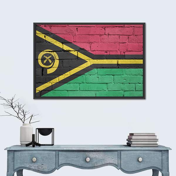Vanuatu Flag Canvas Wall Art-1 Piece-Floating Frame-36" x 24"-Tiaracle
