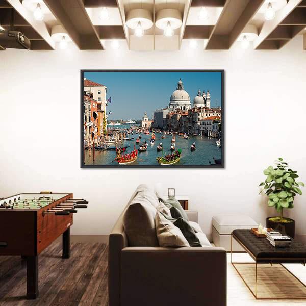 Venice Regata Storica Gondolas Canvas Wall Art-5 Horizontal-Gallery Wrap-22" x 12"-Tiaracle