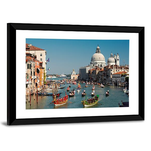 Venice Regata Storica Gondolas Canvas Wall Art-5 Horizontal-Gallery Wrap-22" x 12"-Tiaracle