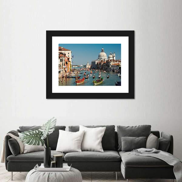 Venice Regata Storica Gondolas Canvas Wall Art-5 Horizontal-Gallery Wrap-22" x 12"-Tiaracle