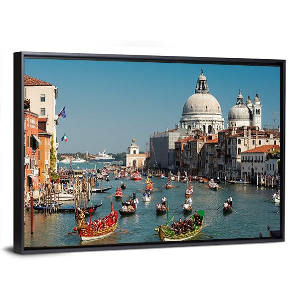 Venice Regata Storica Gondolas Canvas Wall Art-5 Horizontal-Gallery Wrap-22" x 12"-Tiaracle