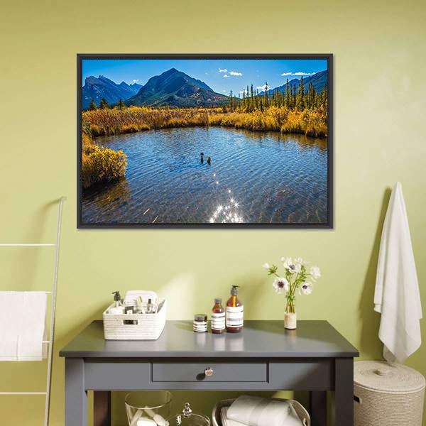 Vermilion Lake Canada Canvas Wall Art-1 Piece-Floating Frame-36" x 24"-Tiaracle