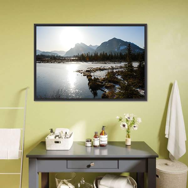 Vermilion Lake Canvas Wall Art-1 Piece-Floating Frame-36" x 24"-Tiaracle