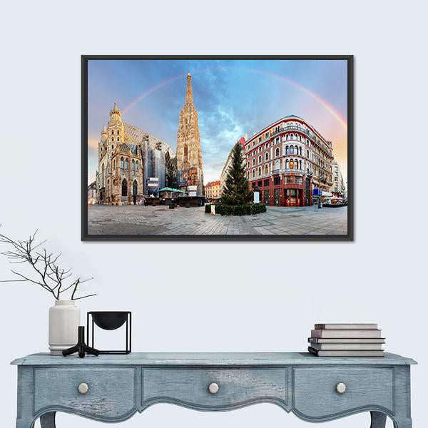 Vienna Square With Rainbow Canvas Wall Art-1 Piece-Floating Frame-36" x 24"-Tiaracle