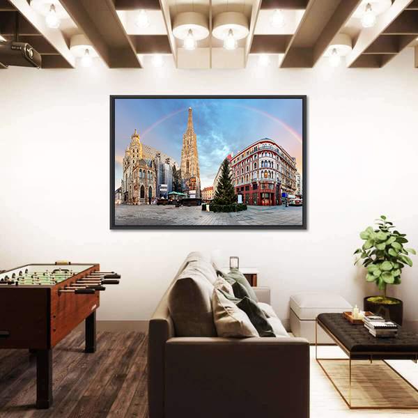 Vienna Square With Rainbow Canvas Wall Art-5 Horizontal-Gallery Wrap-22" x 12"-Tiaracle