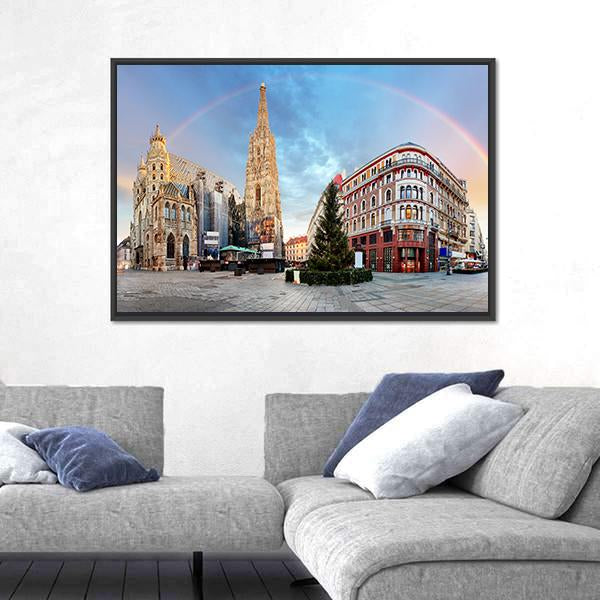 Vienna Square With Rainbow Canvas Wall Art-5 Horizontal-Gallery Wrap-22" x 12"-Tiaracle