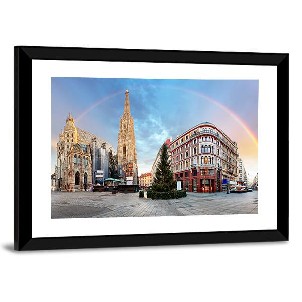 Vienna Square With Rainbow Canvas Wall Art-5 Horizontal-Gallery Wrap-22" x 12"-Tiaracle