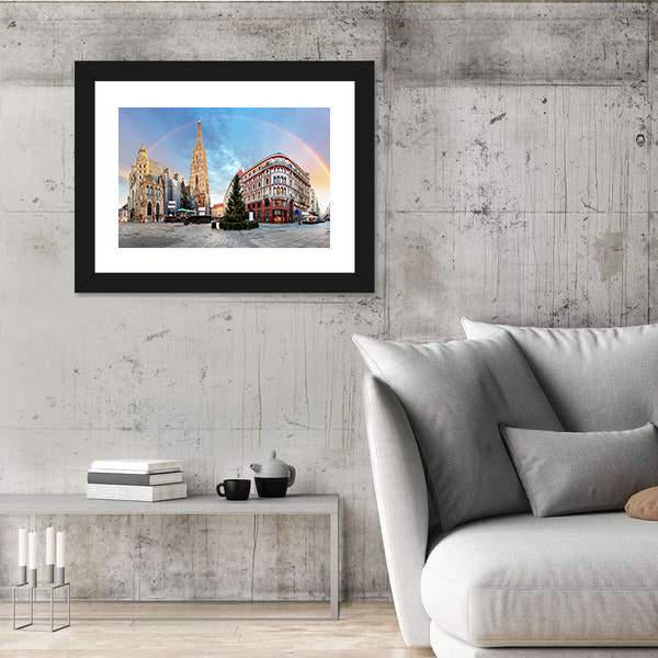 Vienna Square With Rainbow Canvas Wall Art-5 Horizontal-Gallery Wrap-22" x 12"-Tiaracle