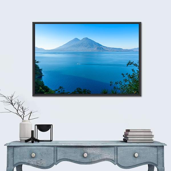 View From Lake Atitlan Canvas Wall Art-1 Piece-Floating Frame-36" x 24"-Tiaracle