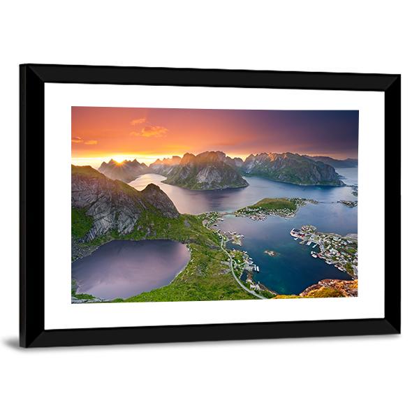 View From Reinebringen At Lofoten Islands Canvas Wall Art-5 Horizontal-Gallery Wrap-22" x 12"-Tiaracle