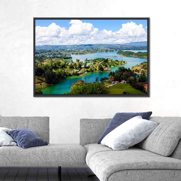 View From The Rock Of Guatape In Colombia Canvas Wall Art-5 Horizontal-Gallery Wrap-22" x 12"-Tiaracle