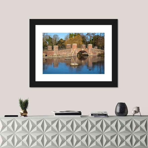 View Of Bridge Over Lake Canvas Wall Art-1 Piece-Framed Print-20" x 16"-Tiaracle