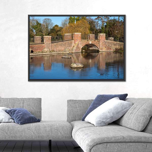View Of Bridge Over Lake Canvas Wall Art-3 Horizontal-Gallery Wrap-25" x 16"-Tiaracle