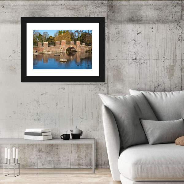 View Of Bridge Over Lake Canvas Wall Art-3 Horizontal-Gallery Wrap-25" x 16"-Tiaracle