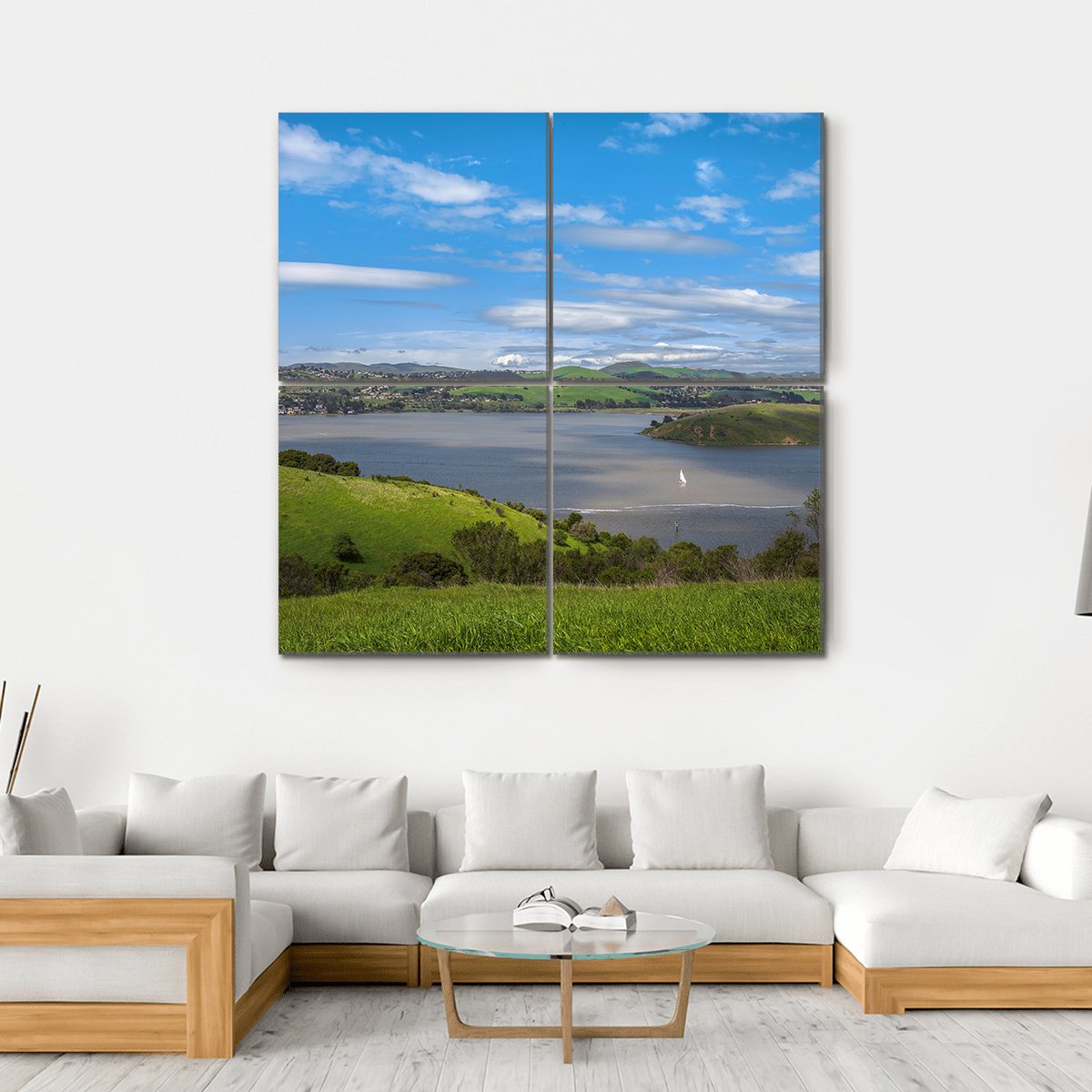 View Of Carquinez Strait Canvas Wall Art-4 Square-Gallery Wrap-17" x 17"-Tiaracle