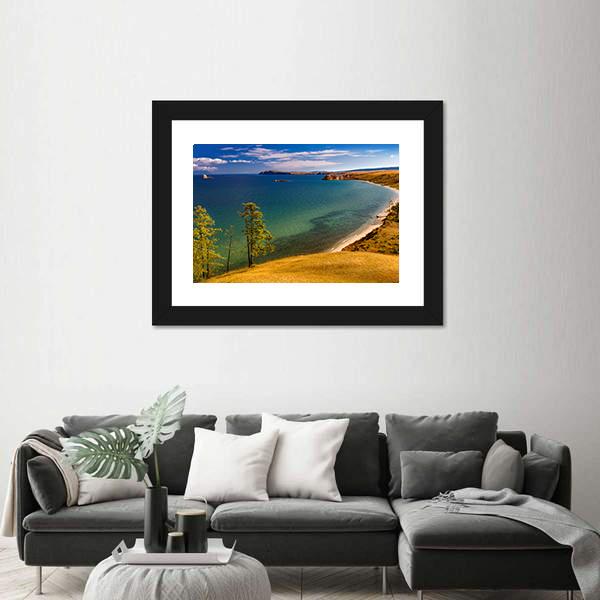 View Of Coast Of Baikal Lake Canvas Wall Art-1 Piece-Framed Print-42" x 14"-Tiaracle