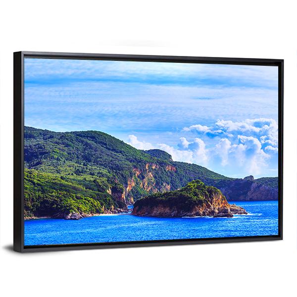 View Of Coastline Into Sea Bays Canvas Wall Art-3 Horizontal-Gallery Wrap-25" x 16"-Tiaracle