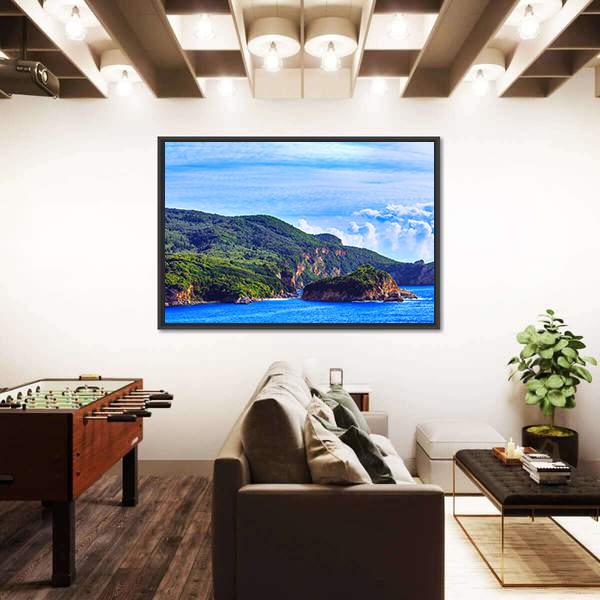 View Of Coastline Into Sea Bays Canvas Wall Art-3 Horizontal-Gallery Wrap-25" x 16"-Tiaracle