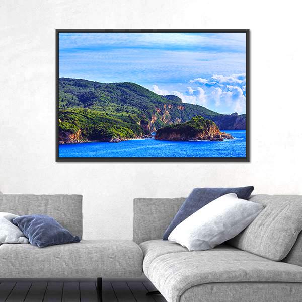 View Of Coastline Into Sea Bays Canvas Wall Art-3 Horizontal-Gallery Wrap-25" x 16"-Tiaracle