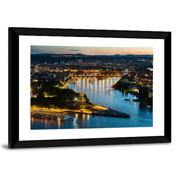 View Of Deutsches Eck Canvas Wall Art-5 Horizontal-Gallery Wrap-22" x 12"-Tiaracle