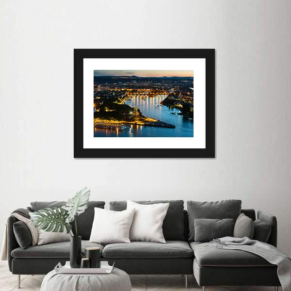View Of Deutsches Eck Canvas Wall Art-5 Horizontal-Gallery Wrap-22" x 12"-Tiaracle