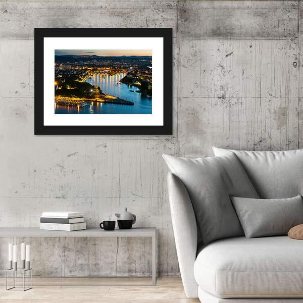 View Of Deutsches Eck Canvas Wall Art-5 Horizontal-Gallery Wrap-22" x 12"-Tiaracle
