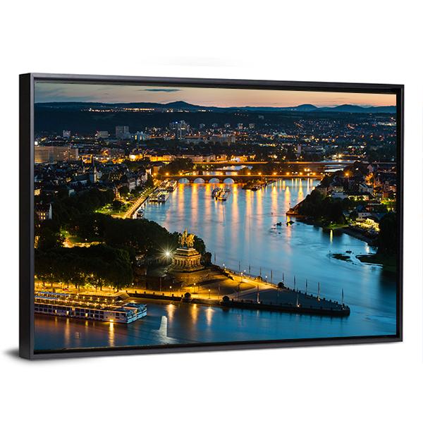 View Of Deutsches Eck Canvas Wall Art-5 Horizontal-Gallery Wrap-22" x 12"-Tiaracle