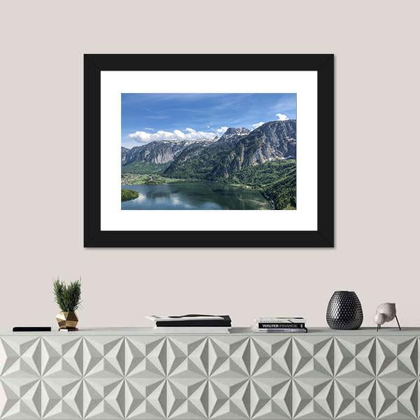 View Of Famous Hallstatt Lake Canvas Wall Art-1 Piece-Framed Print-20" x 16"-Tiaracle