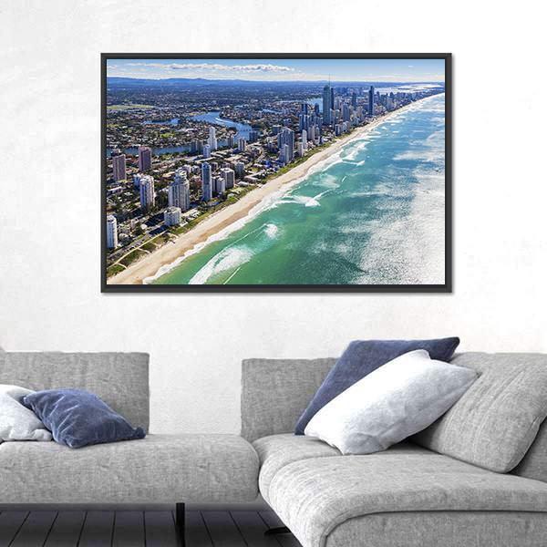 View Of Gold Coast In Queensland Canvas Wall Art-3 Horizontal-Gallery Wrap-25" x 16"-Tiaracle