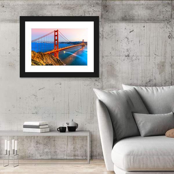 View Of Golden Gate Bridge Canvas Wall Art-3 Horizontal-Gallery Wrap-25" x 16"-Tiaracle