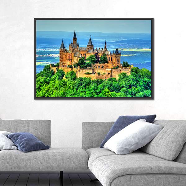 View Of Hohenzollern Castle Canvas Wall Art-5 Horizontal-Gallery Wrap-22" x 12"-Tiaracle