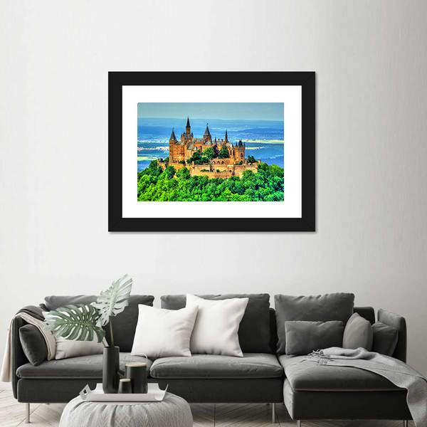 View Of Hohenzollern Castle Canvas Wall Art-5 Horizontal-Gallery Wrap-22" x 12"-Tiaracle