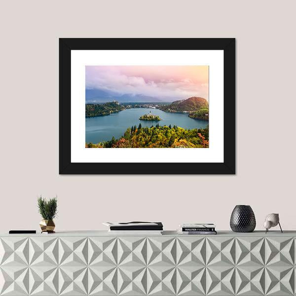 View Of Lake Bled In Slovenia Canvas Wall Art-1 Piece-Framed Print-30" x 20"-Tiaracle