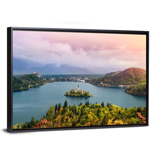 View Of Lake Bled In Slovenia Canvas Wall Art-5 Horizontal-Gallery Wrap-22" x 12"-Tiaracle