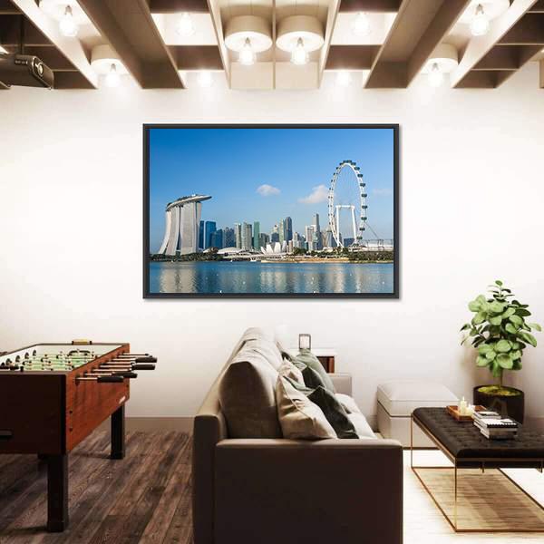 View Of Marina Bay Canvas Wall Art-5 Horizontal-Gallery Wrap-22" x 12"-Tiaracle