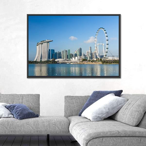 View Of Marina Bay Canvas Wall Art-5 Horizontal-Gallery Wrap-22" x 12"-Tiaracle