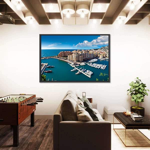 View Of Monte Carlo Harbour In Monaco Canvas Wall Art-5 Horizontal-Gallery Wrap-22" x 12"-Tiaracle