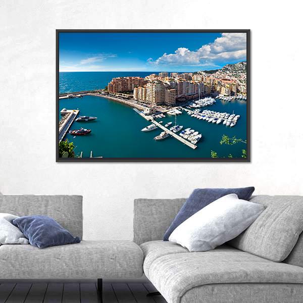 View Of Monte Carlo Harbour In Monaco Canvas Wall Art-5 Horizontal-Gallery Wrap-22" x 12"-Tiaracle