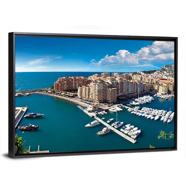 View Of Monte Carlo Harbour In Monaco Canvas Wall Art-5 Horizontal-Gallery Wrap-22" x 12"-Tiaracle