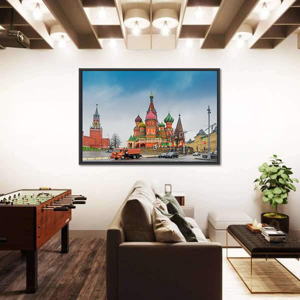 View Of Moscow Red Square Kremlin Towers Canvas Wall Art-5 Horizontal-Gallery Wrap-22" x 12"-Tiaracle