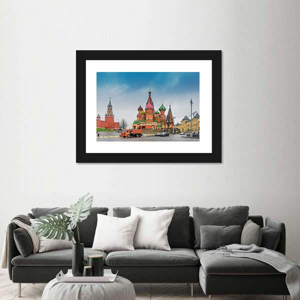 View Of Moscow Red Square Kremlin Towers Canvas Wall Art-5 Horizontal-Gallery Wrap-22" x 12"-Tiaracle
