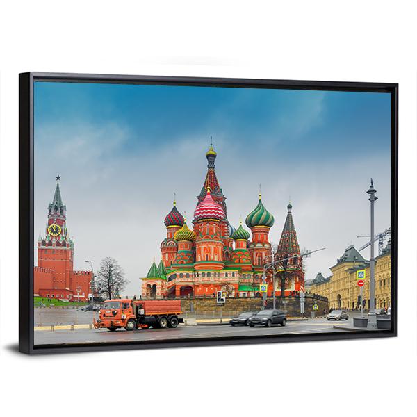 View Of Moscow Red Square Kremlin Towers Canvas Wall Art-5 Horizontal-Gallery Wrap-22" x 12"-Tiaracle