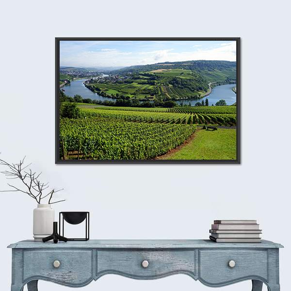 View Of Mosell Valley Canvas Wall Art-1 Piece-Floating Frame-36" x 24"-Tiaracle