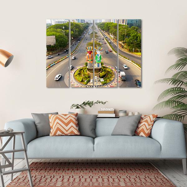 View Of Ondel-Ondel Monument Canvas Wall Art-4 Horizontal-Gallery Wrap-34" x 24"-Tiaracle